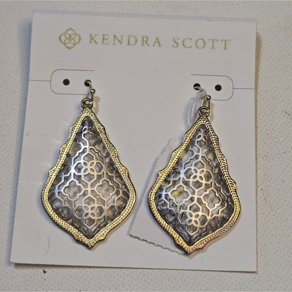 Kendra Scott Addie Filigree Drop Earrings Mixed Metal Gold Silver Two Tone